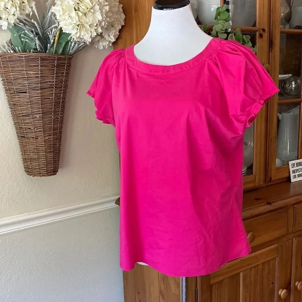 Worthington Stretch Barbie Pink Short Sleeve Top Size XL